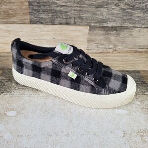 Cariuma OCA Low Womens Shoes Sz 7 Comfort Black Plaid Round Toe Lace Up Sneakers